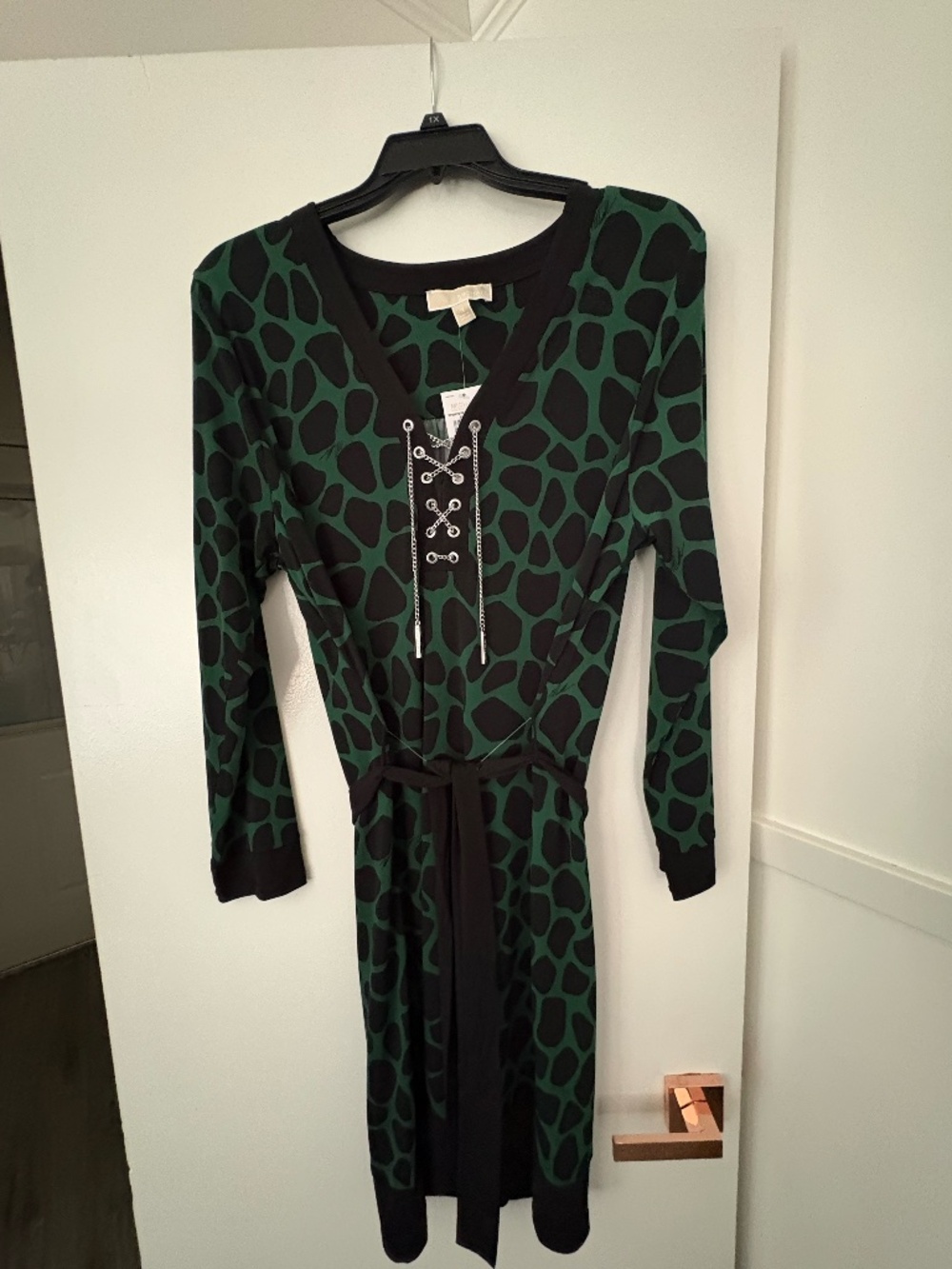 Michael Michael Kors Green & Black Print Dress Size 1X NWT